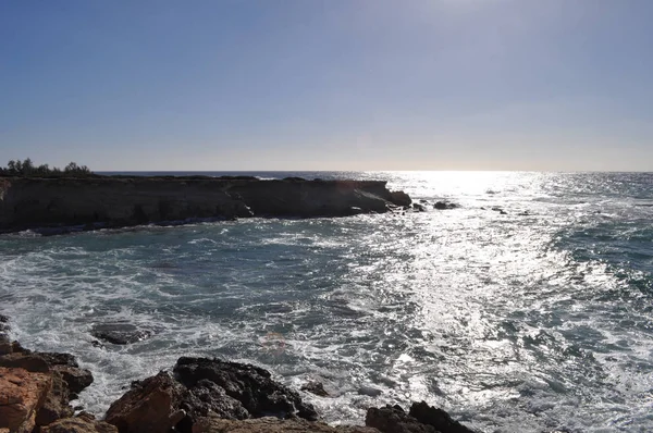 Bellissime Grotte Sul Mare Beach Pafos Cipro — Foto Stock