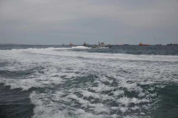 Hermoso Buque Guerra Mar —  Fotos de Stock