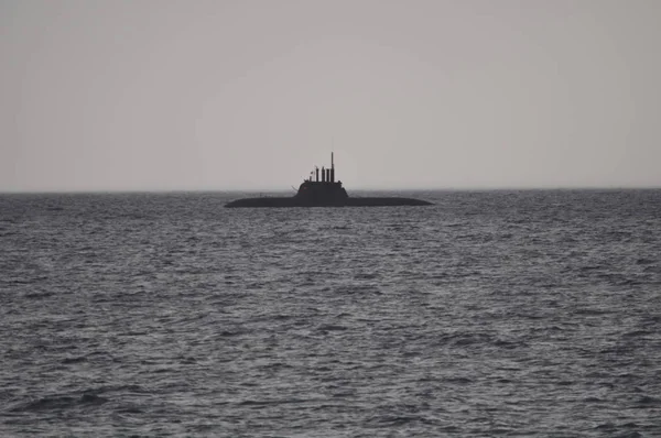 Stock image The beautiful warship on sea.