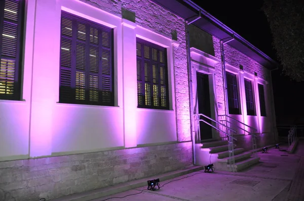 Hermosa Noche Chipre Universidad Tecnología Tepak Limassol Chipre — Foto de Stock