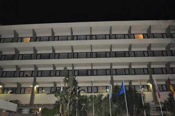 Die Schöne Nacht Amathus Strandhotel Gebäude Limassol Zypern — Stockfoto