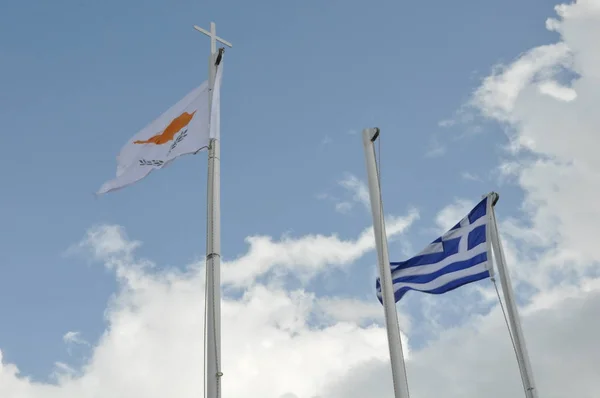 Greece Cyprus Flag Flagpole — Stock Photo, Image