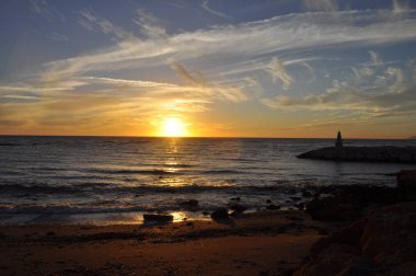 Güzel gün batımı doğal deniz manzara