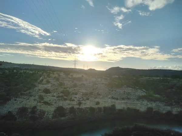 Hermoso Paisaje Cielo Azul Con Sol — Foto de Stock