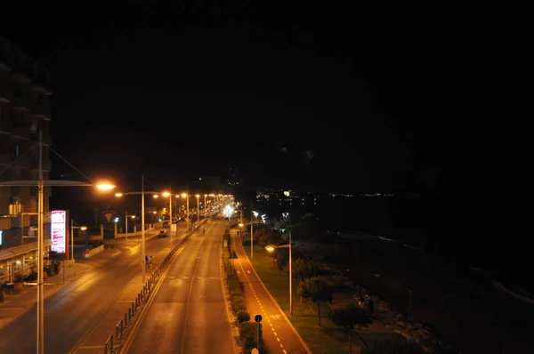 Bella Strada Paesaggio Notturno Limassol — Foto Stock