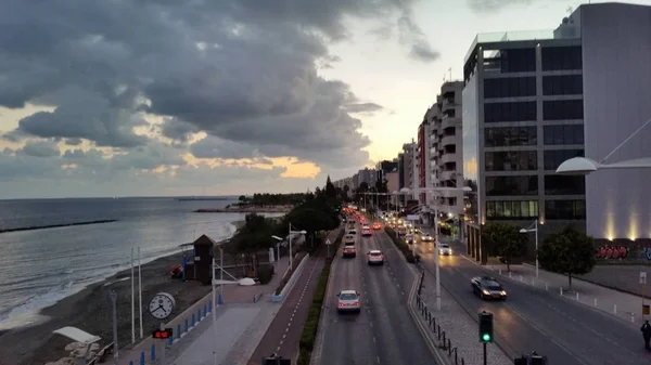Die Schöne Nächtliche Landschaftliche Straße Von Limassol — Stockfoto
