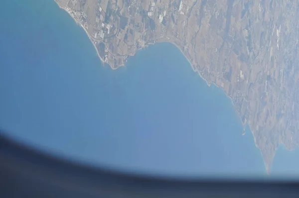 Krásný Výhled Okna Letadla Kypr — Stock fotografie