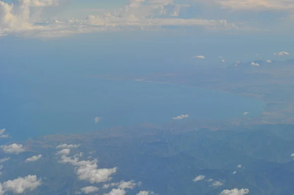 Hermosa Vista Desde Ventana Del Avión Chipre —  Fotos de Stock