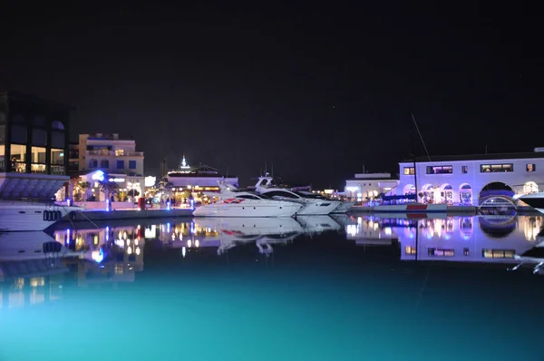 Bela Noite Limassol Marina Chipre — Fotografia de Stock
