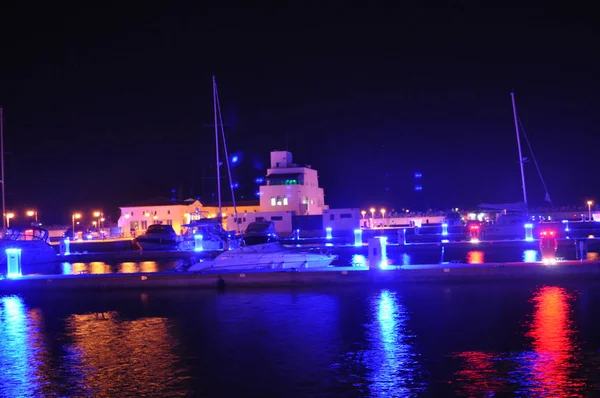 Beautiful Night Limassol Marina Cyprus — Stock Photo, Image