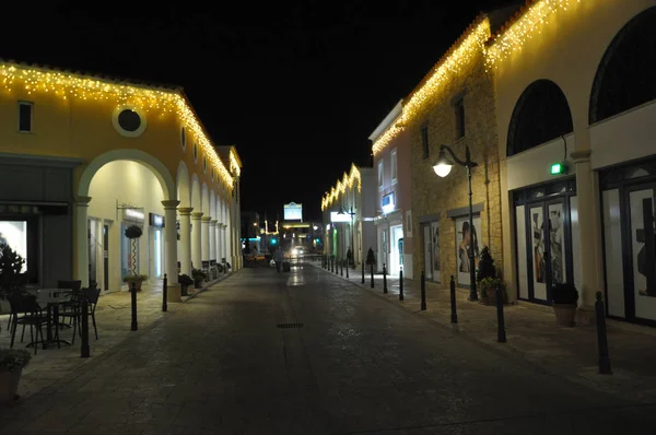 Szép Karácsonyi Éjszaka Limassol Marina Cipruson — Stock Fotó