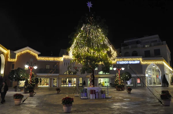 Hermosa Noche Navidad Limassol Marina Chipre — Foto de Stock
