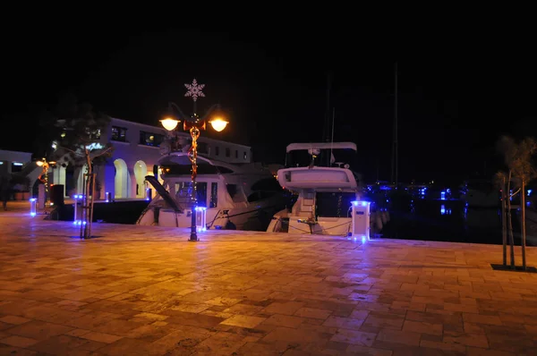 Piękna Noc Bożego Narodzenia Limassol Marina Cyprze — Zdjęcie stockowe