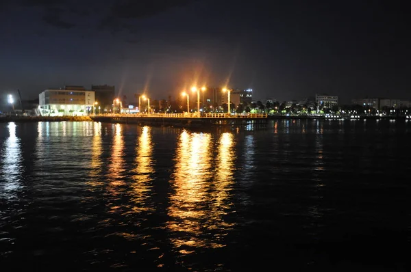 Kıbrıs Güzel Gece Eski Port Limasol — Stok fotoğraf