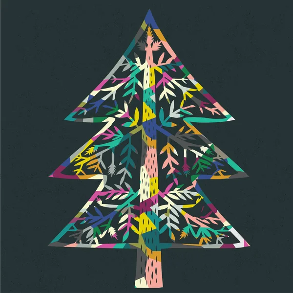 Kleurrijke Kerstboom Vectorillustratie — Stockvector