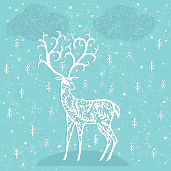Christmas Deer Print Design Vector Illustration — Stock Vector