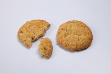 yulaf bisküvi beyaz arka plan üzerinde kapat