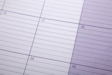 takvim sayfası açın, yakın çekim.