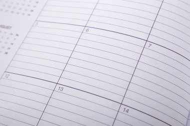 takvim sayfası açın, yakın çekim.