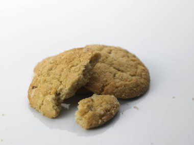 yulaf bisküvi beyaz arka plan üzerinde kapat