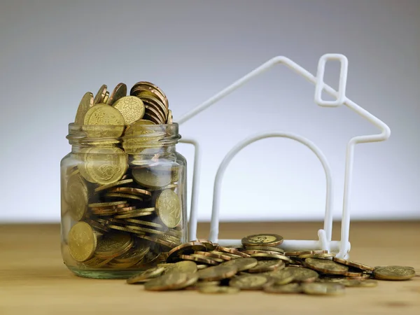 Mini Model House Coins — Stock Photo, Image