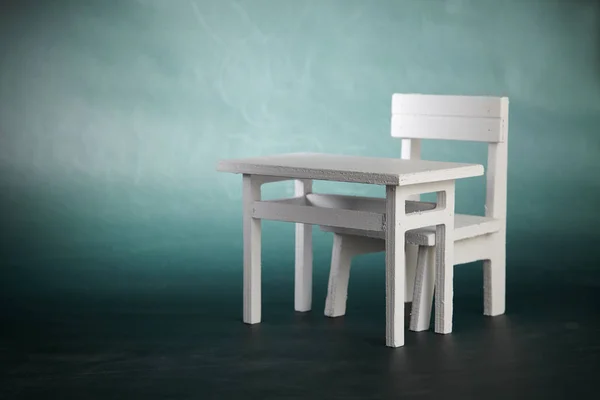 Miniature Table Chair Blackboard — Stock Photo, Image
