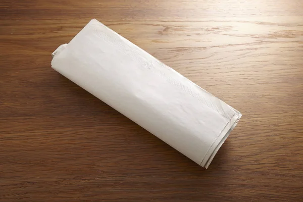 Blanco Papier Scroll Met Kopie Ruimte Houten Achtergrond — Stockfoto