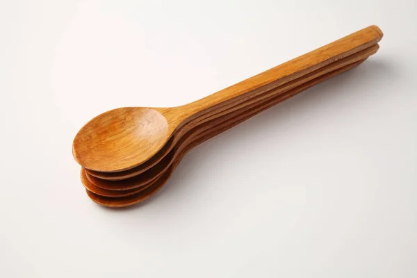 Wooden Spoon White Background — Stock Photo, Image