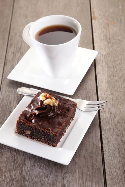 Tasse Thé Temps Thé Tranche Brownie — Photo