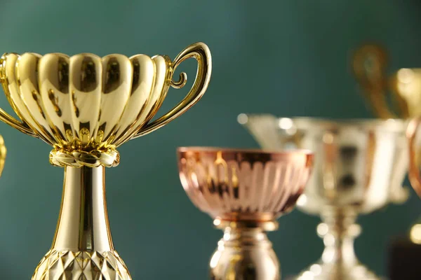 Group Trophies Front Blackboard — Stock Photo, Image