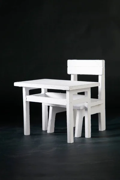 Miniatűr Asztal Szék Táblára — Stock Fotó
