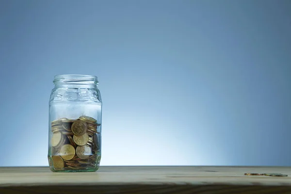 Saving Concept Saving Jar Coins — Stock Photo, Image
