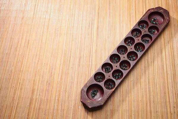 Congkak Традиционная Азиатская Игра Деревянном Фоне — стоковое фото