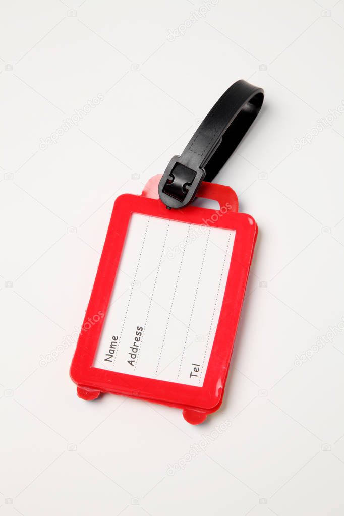 luggage tag on the white background