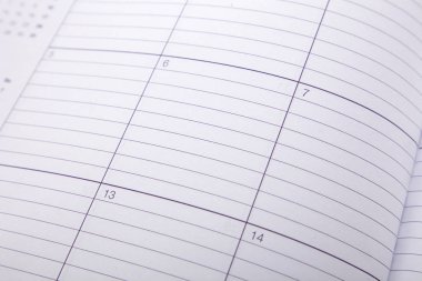 takvim sayfası açın, yakın çekim.