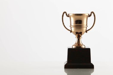 Beyaz arka plan üzerinde bronz kupa