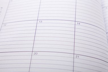 takvim sayfası açın, yakın çekim.