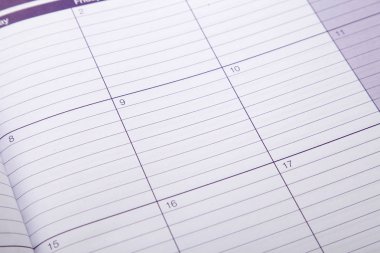 takvim sayfası açın, yakın çekim.