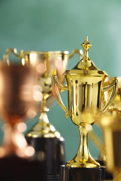 Group Trophies Front Blackboard — Stock Photo, Image