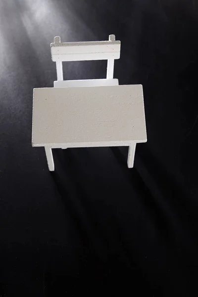 Miniature Table Chair Blackboard — Stock Photo, Image