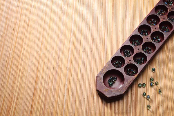 Congkak Juego Asiático Tradicional Sobre Fondo Madera —  Fotos de Stock