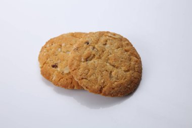 yulaf bisküvi beyaz arka plan üzerinde kapat