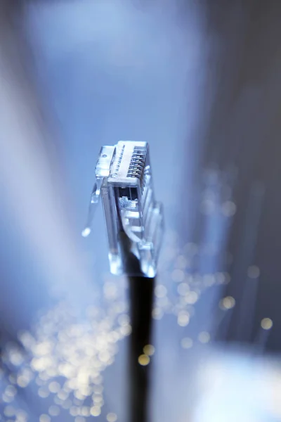 Nätverk Kabel Och Fiber Optic Närbild — Stockfoto