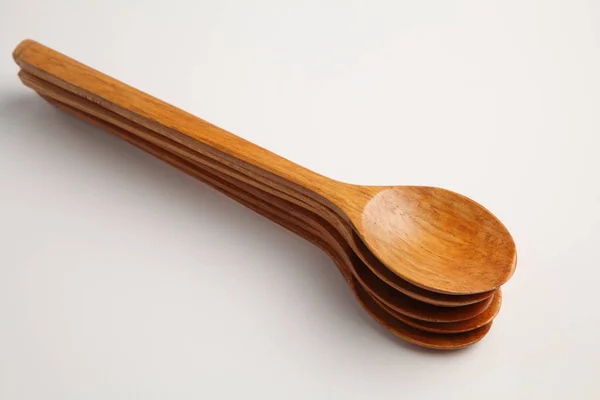 Wooden Spoon White Background — Stock Photo, Image