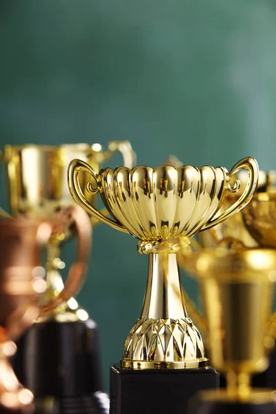 Group Trophies Front Blackboard — Stock Photo, Image