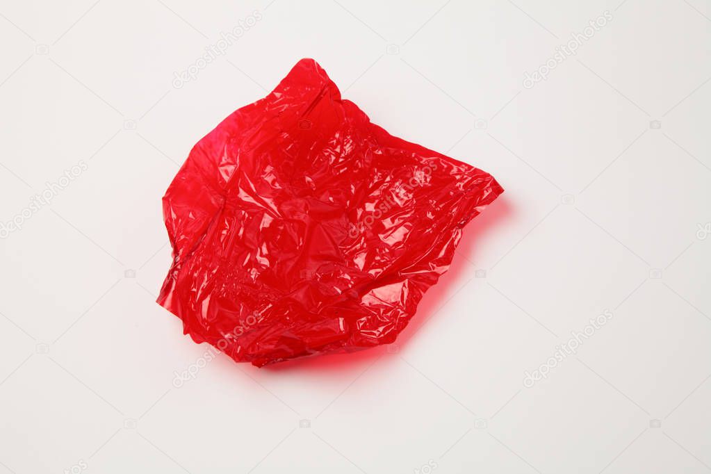 empty candy wrapper on white background