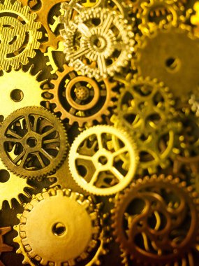 koyu arka plan üstten görünüm üzerinde saat metal vites Fous görüntü