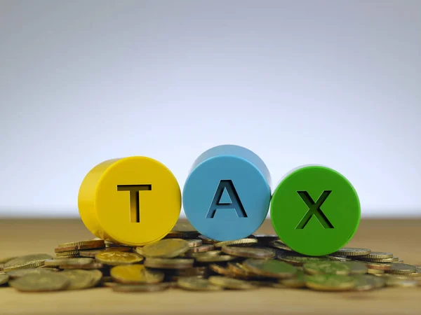 Word Tax Colorful Block Coins — Stock Photo, Image