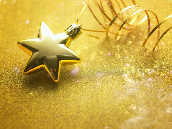 Goldener Stern Form Weihnachtsdekoration Schmuck — Stockfoto