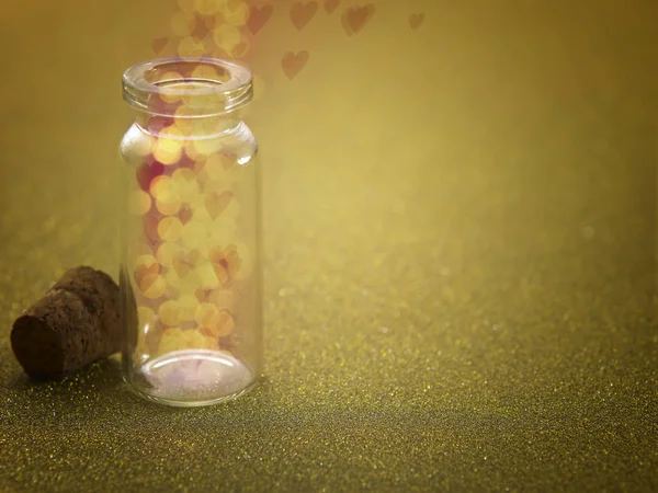 Mini Bottle Golden Background — Stock Photo, Image